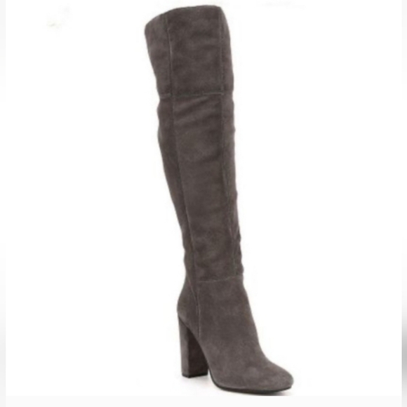 Gianni Bini Shoes - NWT- Gianni Bini Gray Suede Leather Above The Knee, High Heeled Boots W-9